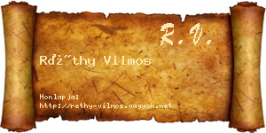 Réthy Vilmos névjegykártya